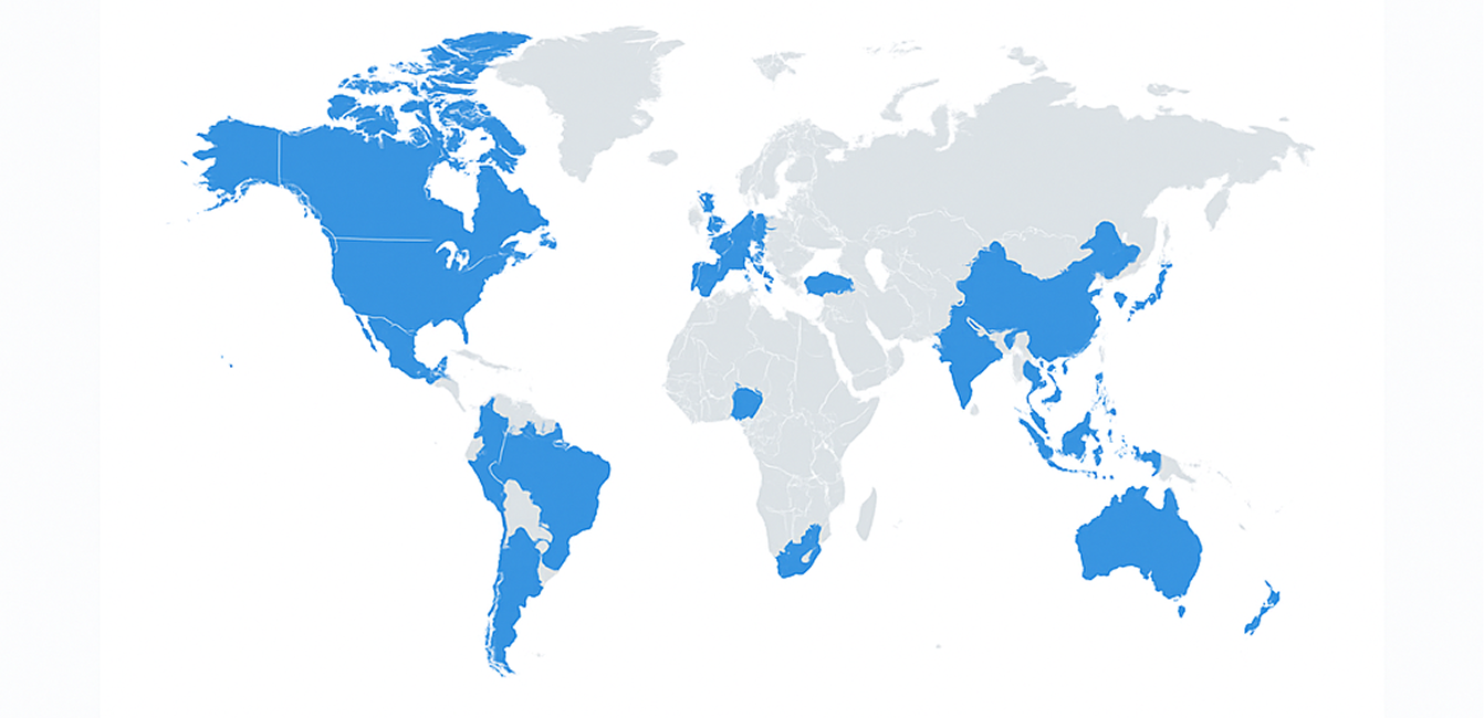 Global Map showing reach